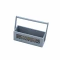 Détail de panier de fleurs creux en bois miniature, pot de plante succulente rétro avec poignée. - Panier à fleurs rectangulaire