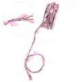 Close-up detail of braided jute twine with pink fabric leaves, perfect for craft and floral packaging. - Pink