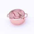 Miniature metal soup pot dollhouse kitchen model accessory in shiny rose gold color decor - Rose Gold