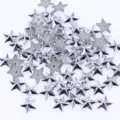 Silver star acrylic rhinestones bulk detail view, flatback craft beads for DIY jewelry making. - 100 Pieces/Pack / Silver