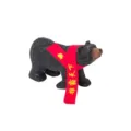 Handcrafted wooden bear figurine with red scarf home office desk decor ornament gift - Black Bear