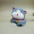 Hand-carved wooden cat figurine, cute handmade animal ornament for desk and home decor. - Chubby Bell Cat 5