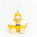Wooden banana cartoon figurine toy, cute fruit wood carving desktop decoration gift. - Standing Banana Man with Car