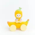 Wooden banana cartoon character toy car ornament, creative desktop decoration gift. - Sitting Banana Man with Car