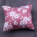 Miniature cotton pillow for dollhouse, pink floral doll sofa cushion and mini toy ornament. - Pink White Floral (Style C)