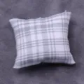 Puppenhaus Miniatur Baumwolle Kissen graues Karomuster Puppen Sofa Kissen Dekoration - Grau Karo (Stil F)
