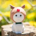 Figura de gato de madera con sombrero de reno, lindo adorno de escritorio y difusor de aroma. - Gato blanco con astas