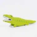 Houten krokodil figuur ornament, groen geschilderd hout dier sculptuur voor bureau decor cadeau - Krokodilpatroon
