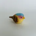 Hand-carved wooden bird figurine, colorful painted desktop decoration piece, fine woodcraft detail. - Little Bird with Blue Head and Yellow Beak