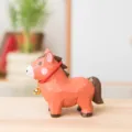 Handmade wooden carved zodiac pony figurine cute creative decorative ornament for gift. - Brown Horse