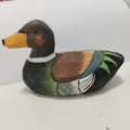 Handcrafted wooden duck figurine, hand painted mallard desktop ornament, natural decor. - Duck 5