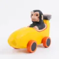 Coche de juguete de madera tallada a mano, mono creativo conduciendo vehículo banana. - Carro de mono banana