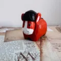 Handmade wooden horse figurine, cute zodiac animal sculpture for home decor and creative gifts. - Red Horse