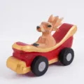 Figura de reno de madera tallada a mano conduciendo un trineo, decoración de escritorio linda. - Carro de antílope
