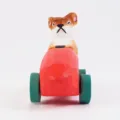 Coche de juguete de madera tallada a mano con perro, adorno de artesanía de madera maciza - Coche hámster