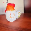 Handmade wooden rooster figurine, cute chubby animal ornament for home desktop decor and soothing gift. - Rooster