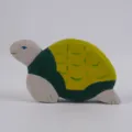 Handmade wooden turtle figurine toy, cute animal carved home decor ornament gift piece. - Yellow-Green Turtle
