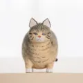 Wooden chubby cat figurine, cute hand-carved animal desktop ornament for home decor. - Chubby Gray Cat