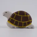 Handmade wooden turtle toy animal figurine table decoration brown and white cute ornament SKU - Brown-Yellow Turtle