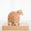 Cute chubby wooden giraffe figurine, creative animal desktop ornament for home decor. - Fat Giraffe