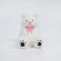 Wooden white bear phone stand carved cartoon desktop holder cute animal ornament display - White Bear Phone Stand