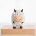 Handcrafted wooden cow figurine cute roly poly animal desktop ornament home decor gift - Chubby Cow