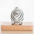 Wooden round zebra figurine ornament, cute fat animal wooden craft style decor. - Fat Zebra