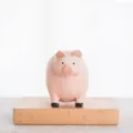 Cute wooden pig figurine variant, pink carved animal tabletop ornament for home decor. - Chubby Piggy