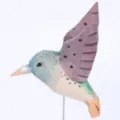 Handmade wooden hummingbird figurine desktop ornament creative gift home decor item. - Purple Hummingbird (Without Stump) / Purple