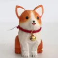 Handgemachte Holz Korgi Figur Tisch Auto Ornament niedliche Welpe Skulptur mit Glocke Geschenk. - Corgi