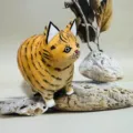 Handmade wooden chubby cat figurine, cute animal desktop ornament for home decor. - Chubby Orange Cat 1