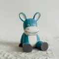 Cute wooden cartoon donkey phone holder, hand-carved desktop animal ornament for office desk. - Small Donkey Phone Holder
