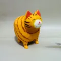 Handmade wooden fat cat figurine cute animal sculpture desktop ornament home decor gift - Chubby Orange Cat 2