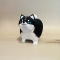 Handcrafted chubby wooden animal figurine, cute desktop decor ornament for home and office. - Chubby Husky