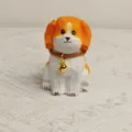 Handmade wooden dog figurine desktop car ornament with golden bell gift decor SKU - Beagle Brown Rope Bell