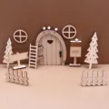 Dollhouse miniature fairy door set wooden fairy garden accessories for craft decor. - Kraft Paper Boxes