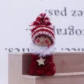 Natale miniatura casa delle bambole statuetta lavorata a maglia decorazione festiva supporto foto - Rosso con Stelle