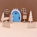 Miniature wooden dollhouse fairy door set for doll house miniature scene and photography props - Blue Paper Box