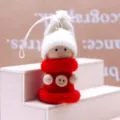 Ornamento di bambola in legno in miniatura con cappello lavorato a maglia per casa. - Bottone Rosso