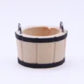 Miniature wooden bucket detail shot, dollhouse miniature furniture model scene accessory. - Natural