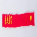 Rotes besticktes Stoffband Detail, Bastel-Webband Nahaufnahme, DIY Zubehör Präsentation. - Plötzlicher Reichtum Hase