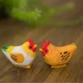 Ensemble de figurines coq et poule en bois, décoration d'intérieur créative et cadeau - Combinaison Style 1