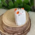 Handmade carved wooden cat figurine desktop ornament with cute orange eye patch variant style. - Cat 5