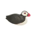 Handcrafted wooden puffin figurine, cute animal carving ornament, unique desktop decor. - Puffin
