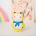 Cute wooden frog figurine colorful carved craft gift creative home decor ornament. - Colorful Yellow Frog