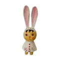 Handmade wooden carved long-eared rabbit figurine, cute cartoon desktop car ornament variant - Long-Eared Rabbit - White