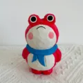 Handcrafted Wooden Carved Frog Figurine Cute Animal Home Decor Creative Holiday Gift - Red
