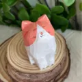 Handmade wooden cat figurine cute animal desktop ornament gift for home decor desk - Large Pink Cat 2