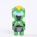 Wooden carved sci-fi hero action figure green collectible desktop toy display ornament. - Ceratopsian Warrior