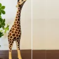 Houten handgesneden giraf beeldje bureau ornament natuurlijke houtnerf dier decor variant - Grote giraffe